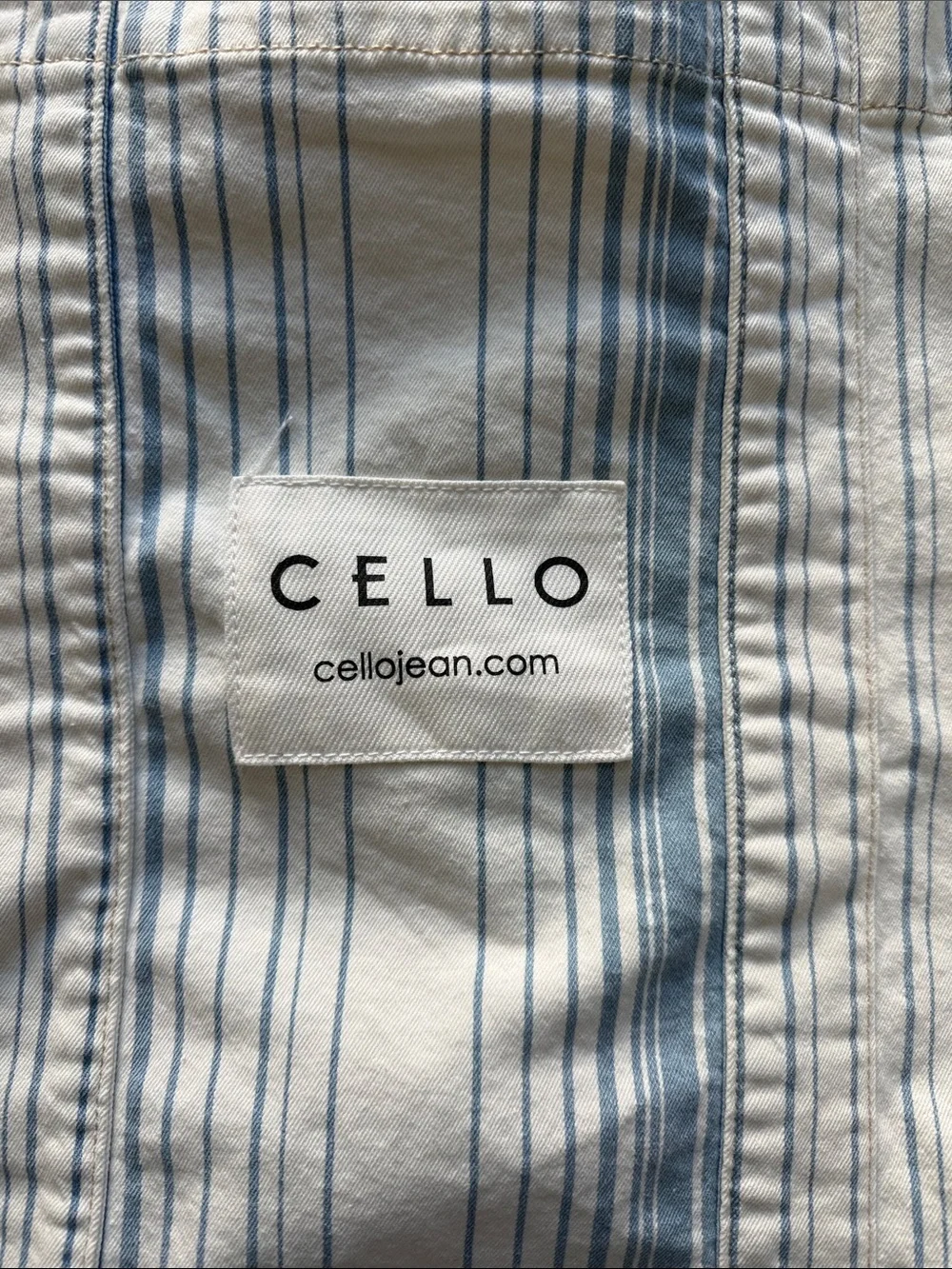 NWOT Cello  Blue & Cream Striped denim cotton Canvas Tote Bag